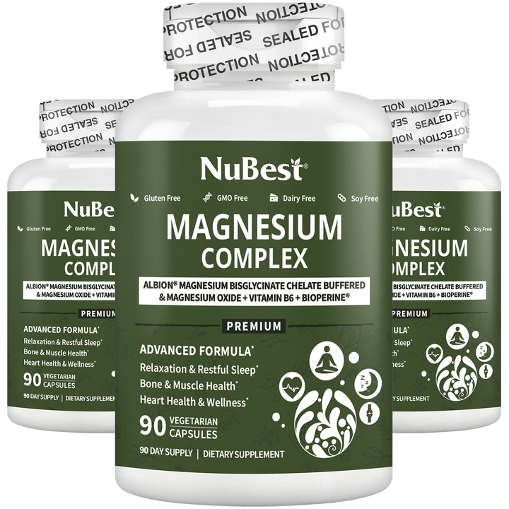 NuBest Magnesium Complex, Advanced Formula For Relaxation, Bone & Muscle Health, Overall Wellness, 90 Vegan Capsules