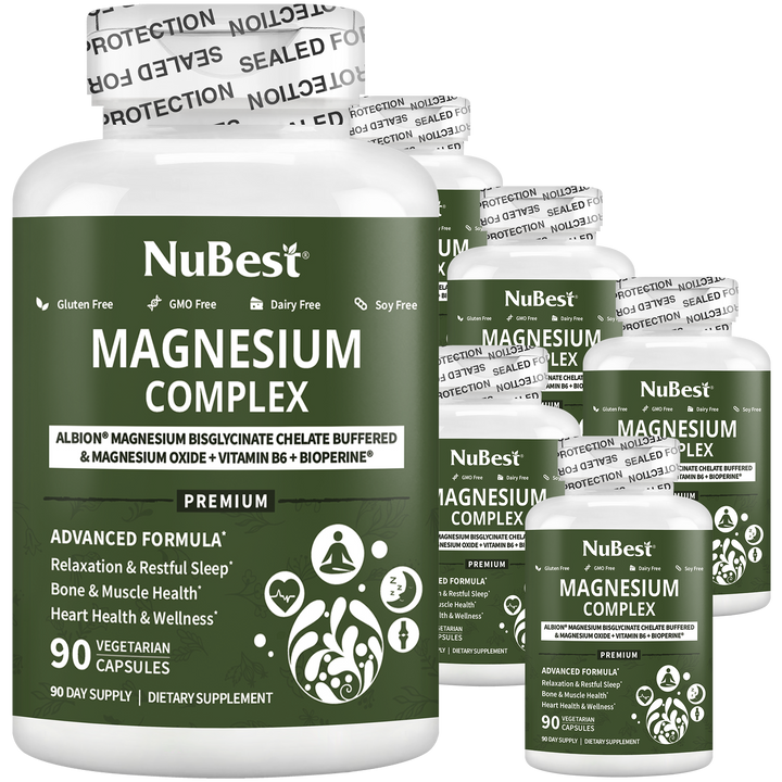 NuBest Magnesium Complex, Advanced Formula For Relaxation, Bone & Muscle Health, Overall Wellness, 90 Vegan Capsules