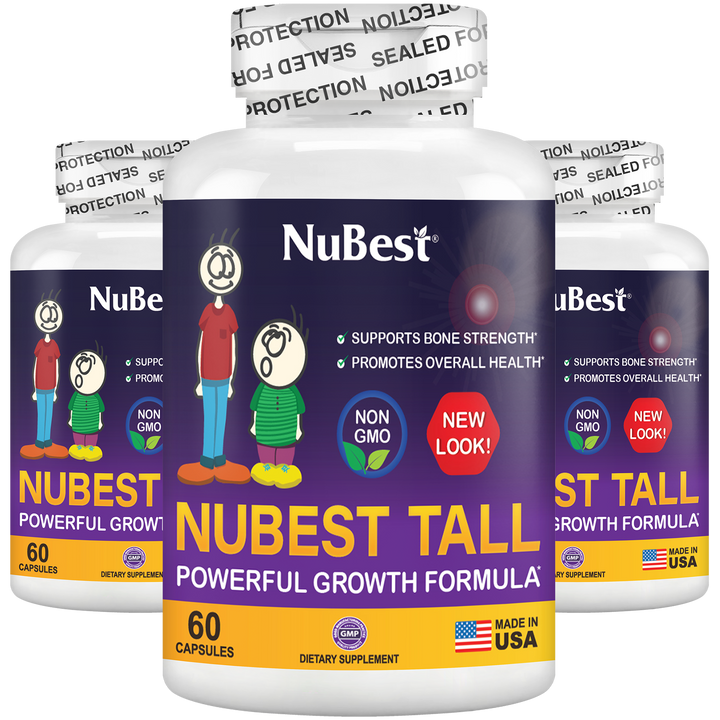 NuBest Tall, For Children (5+) & Teens Who Don't Drink Milk Daily, 60 Capsules - Pack of 3 - NuBest Nutrition®