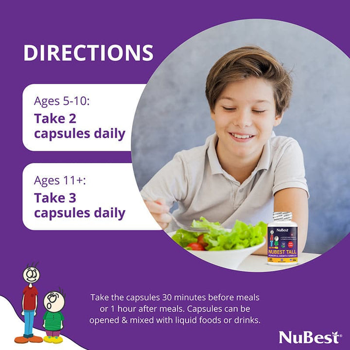 NuBest Tall, For Children (5+) & Teens Who Don't Drink Milk Daily, 60 Capsules - Pack of 3 - NuBest Nutrition®