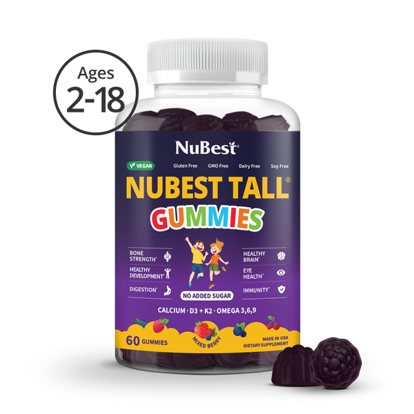 NuBest Tall Gummies for Ages 2+, No Added Sugar, 60 Vegan Gummies