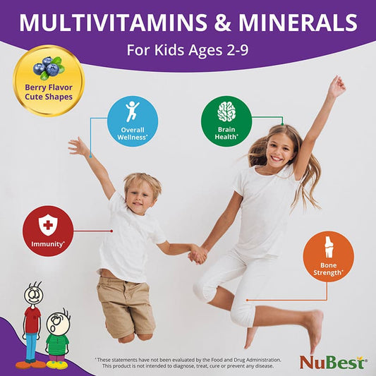 NuBest Tall Kids, Multivitamins For Kids Ages 2-9, Berry Flavor, 60 Chewable Tablets - Pack of 2