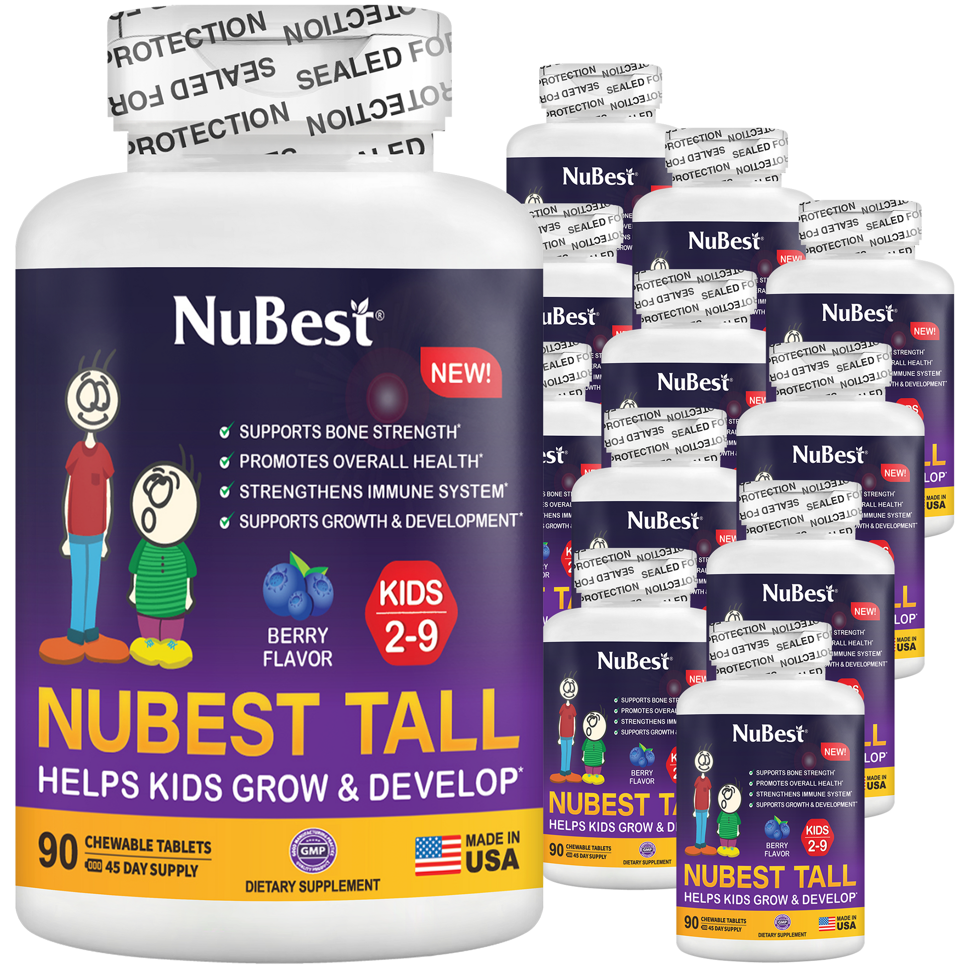 NuBest Tall Kids, Multivitamins, Berry Flavor, Ages 2-9, 90 Chewables