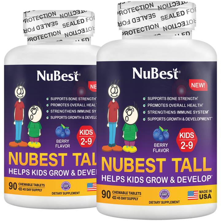 NuBest Tall Kids, Multivitamins For Kids Ages 2-9, Berry Flavor, 90 Chewable Tablets - Pack of 2