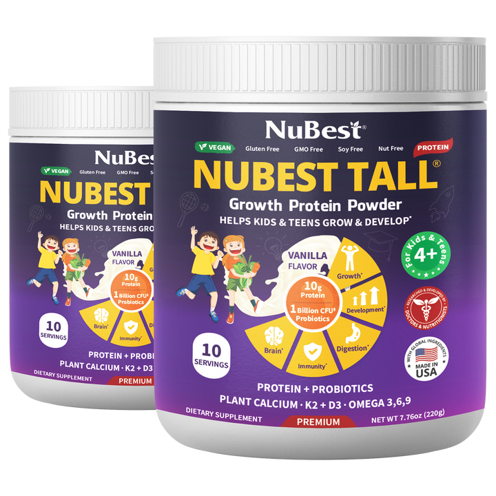 NuBest Tall Protein, Vanilla Shake for Ages 4+, 10 vegan servings - Pack of 2