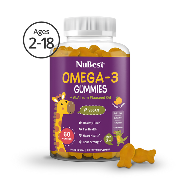 NuBest Omega-3 Gummies for Ages 2+, 60 Vegan Gummies